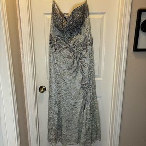 Silver strapless dress size 2X